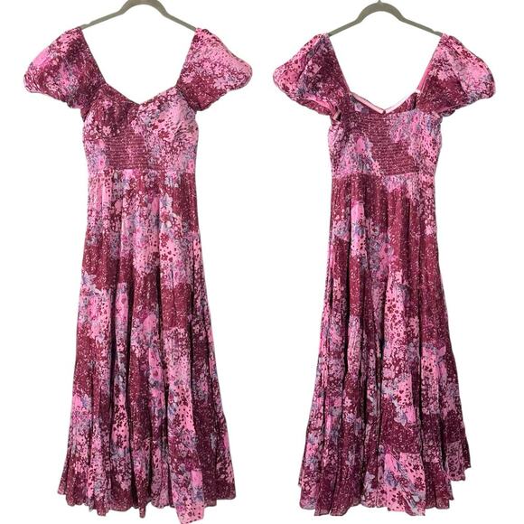 Free People Sundrenched Short Sleeve Maxi Dress Femme Rose Pink Medium NWT - Picture 10 of 12